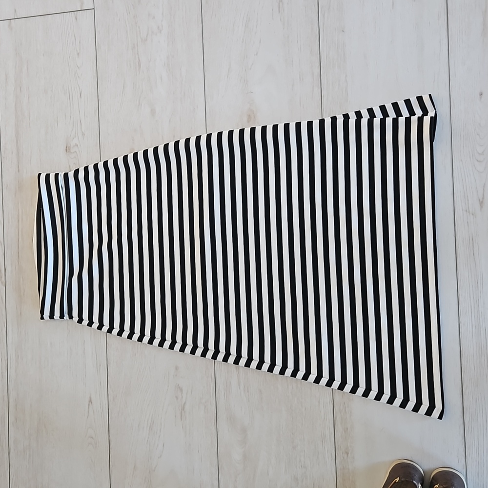 Black and White Striped Maxi Skirt